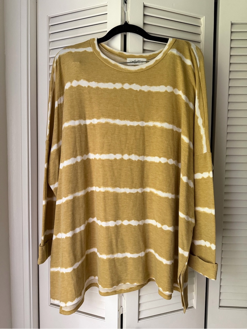 CJLA Relaxed Mustard & White Striped Women’s Top